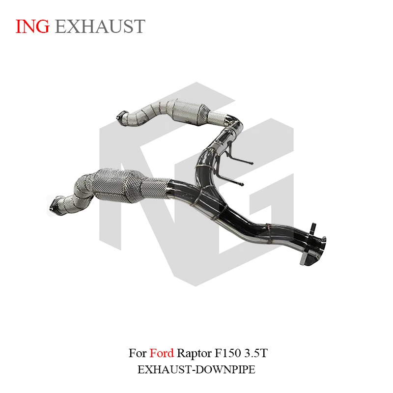 ING Convert Cat Header Heat Shield Exhaust Downpipe for Ford Raptor F150 3.5t Catalyzed Nozzle Race Accessories Engine System