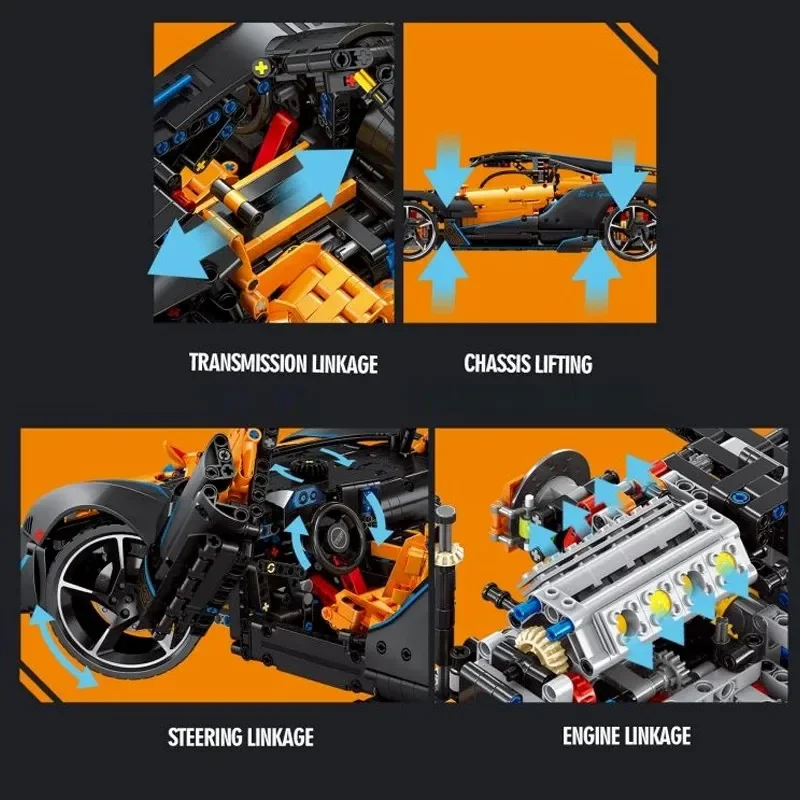 3862Pcs MOC 1:8 Technical SABRE P1 Supercar Scale Building Blocks Model City Racing Sport Car DIY Assemble Toys for Boys Gift