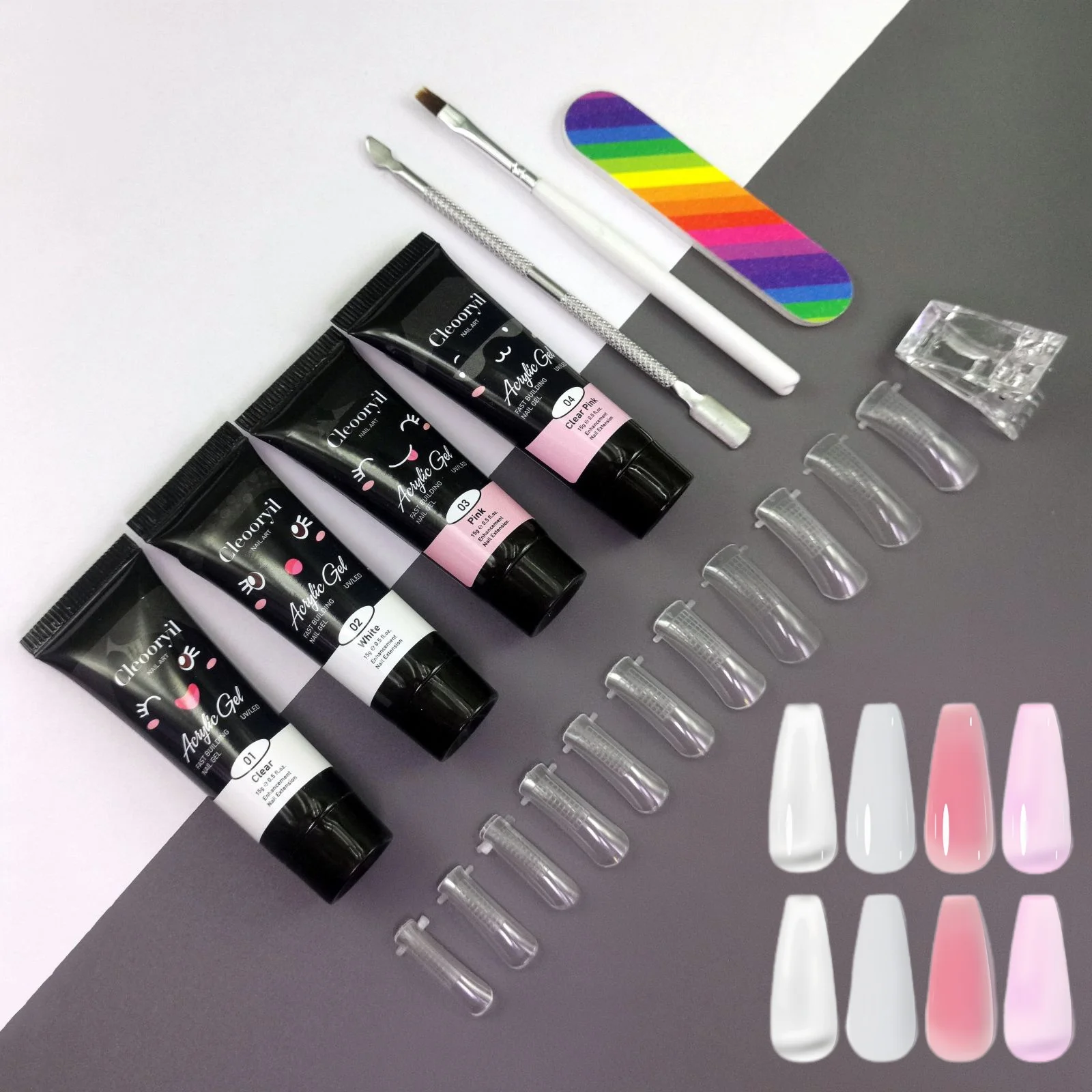 9in1 15ML Nagelverlängerungsgel Poly Semi Permanent Hard Gel Acryl Weiß Klar Nude Gel Nagellack Nail Art