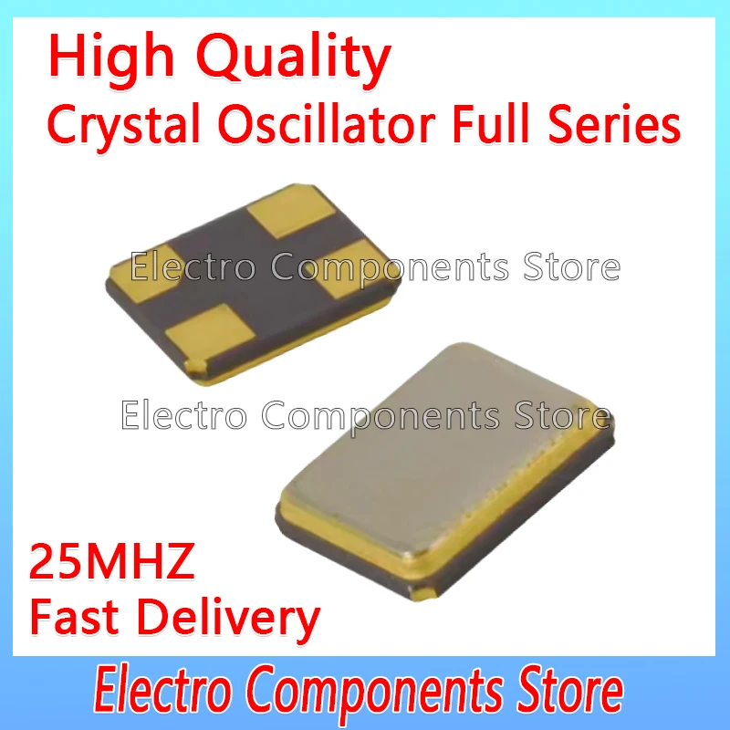 5PCS 4025 25MHZ 4P SMD Passive Quartz Crystal Oscillator 25M 4*2.5 SMD-4 25.000MHZ 4Pin Resonator 4X2.5 4*2.5MM 4.0*2.5MM SMD4