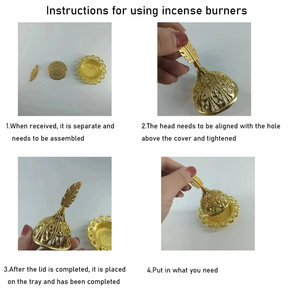 Originality Mini Crown Retro Copper Hollow Out Incense Stick Burner Golden  Burner Catcher Home Decoration Sandalwood Censer