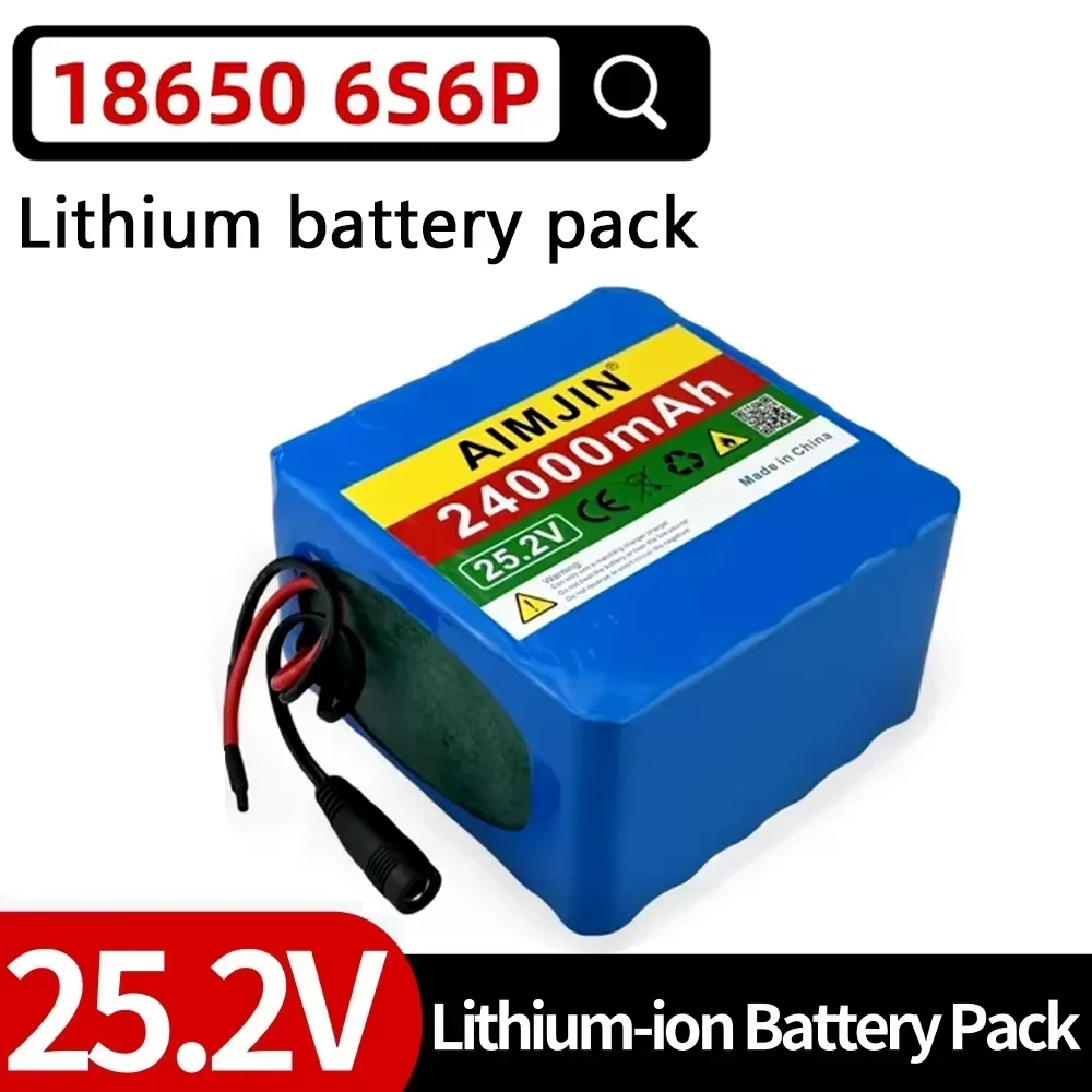 

6S6P Battery 2026 New For Electric Bicycles and Scooters 25.2V 24000mAh Large Capacity Lithium Battery Pack 18650