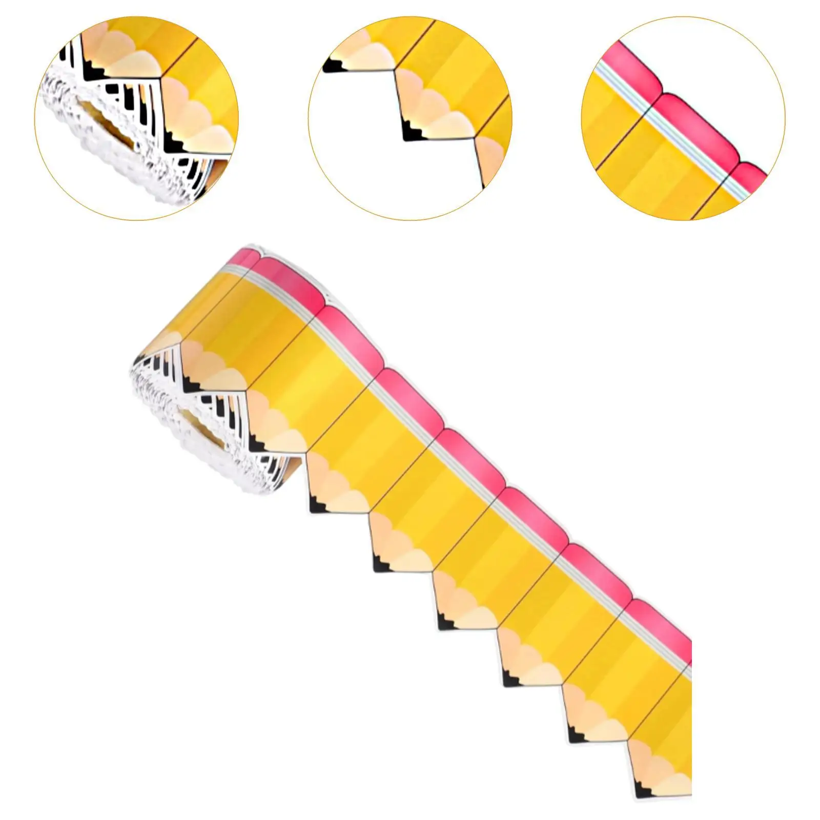 18M Pencil Border Roll Bulletin Board Trim for Office, Windows Paper Die Cut
