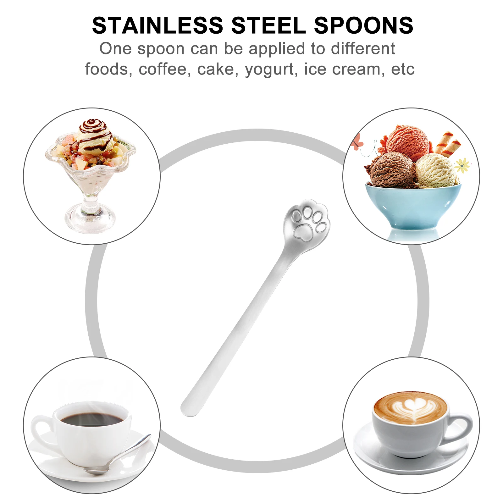 

3Pcs Cat Paw Spoons Stainless Steel Coffee Spoon Mixing Scoop for Milk Tea Shop Restaurant Birthday Party Colander