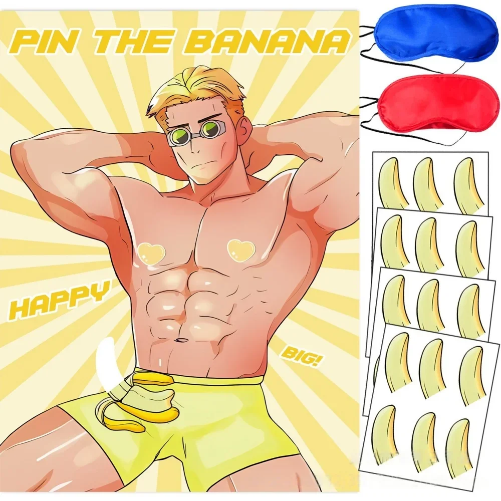 

Spoof Bachelorette Party Toys Sexy Muscle Man Game Sticker Wedding Decoration Bride to Be Hen Night Bridesmaids Gift Evil Banana