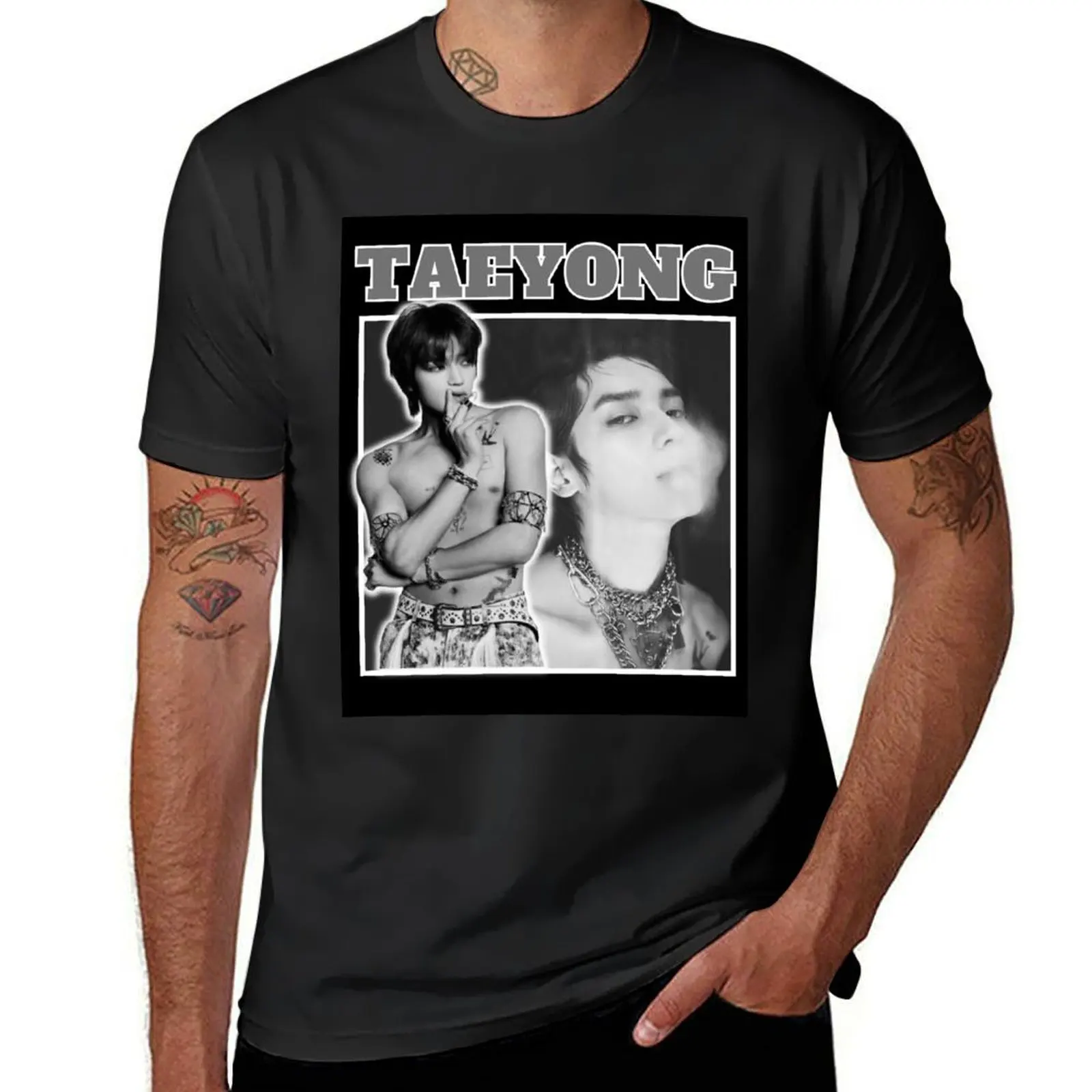 Taeyong (Black Version) T-Shirt customizeds hippie clothes kawaii clothes customs men workout shirt