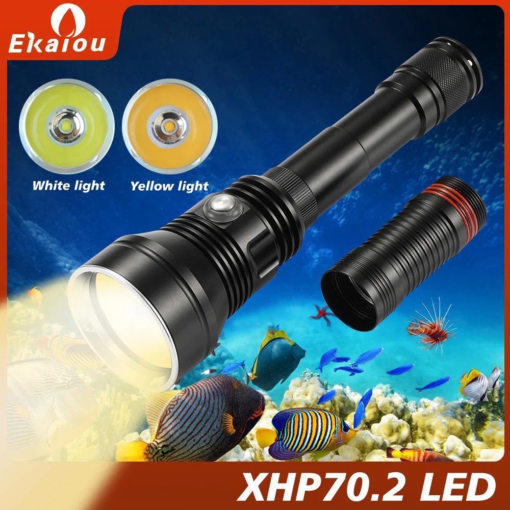 Lampe de poche XHP70.2 à lumière LED pour plongée sous-marine, torche d\'extérieur puissante de 150M, idéale pour la photographie, la chasse et la