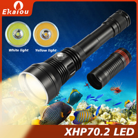 New Outdoor Powerful XHP70.2 LED Diving Flashlight 150M Submarine Tactics Torch Photography Hunting Catch Fish Lamp