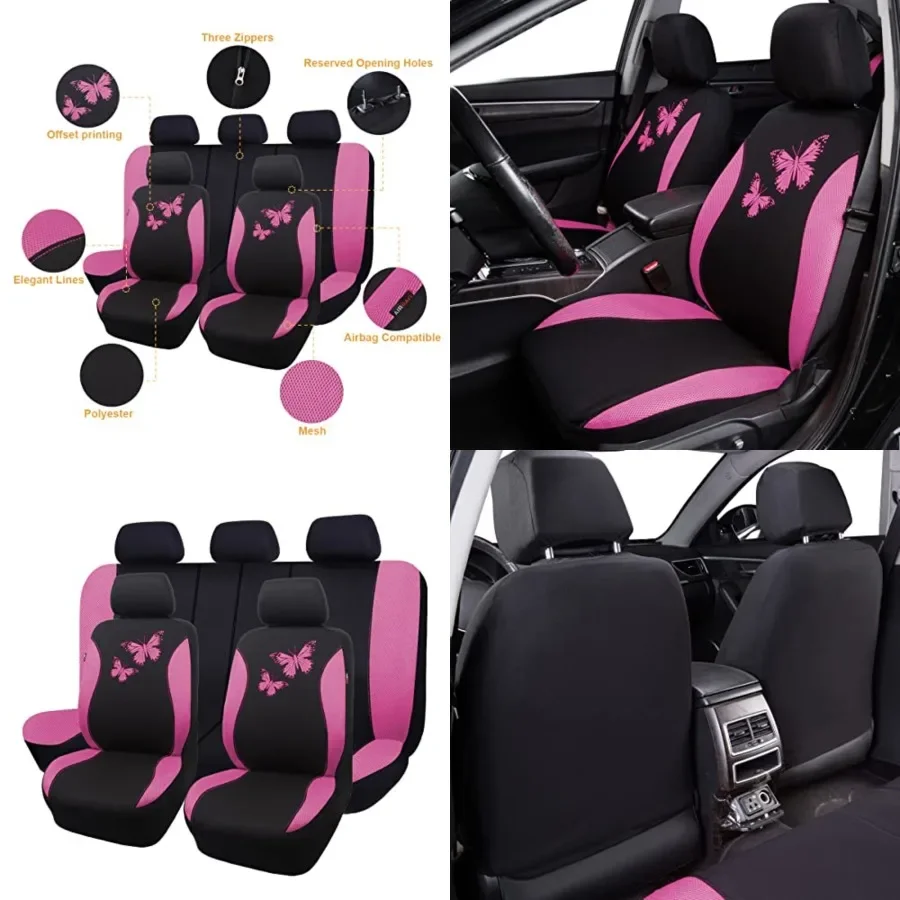 

Butterfly car seat Covers ful Fashion Universal Lady Woman Female Rear Bench Split Colorized