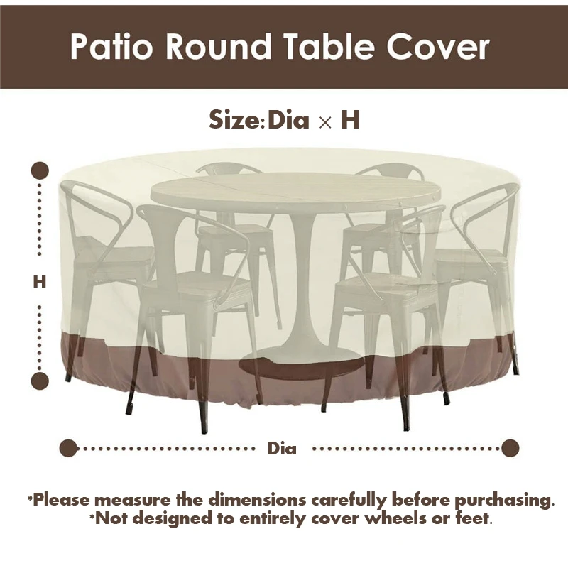 420D Patio Round Table Covers Garden Table & Chairs Set Waterproof Cloth Outdoor Sofa Protection Furniture Rain Snow Supplies