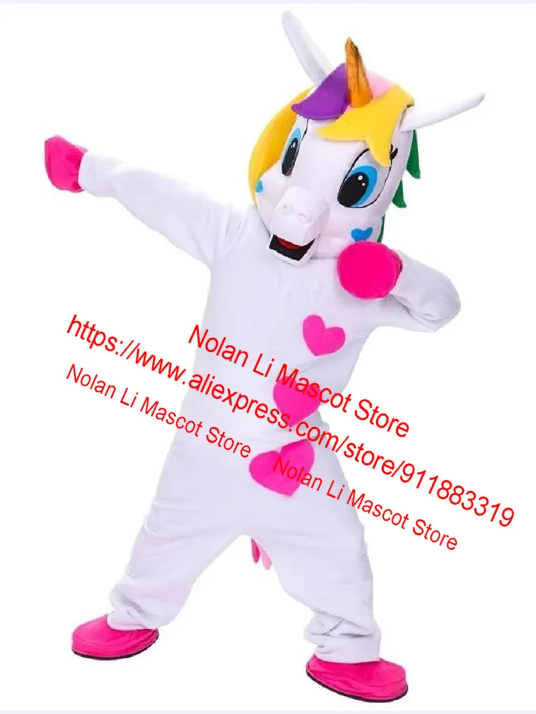 Unicorn And Golden Horn Pegasus Rainbow Pony Mascot Costume Adult Cosplay Cartoon Anime Stage Performance 1033