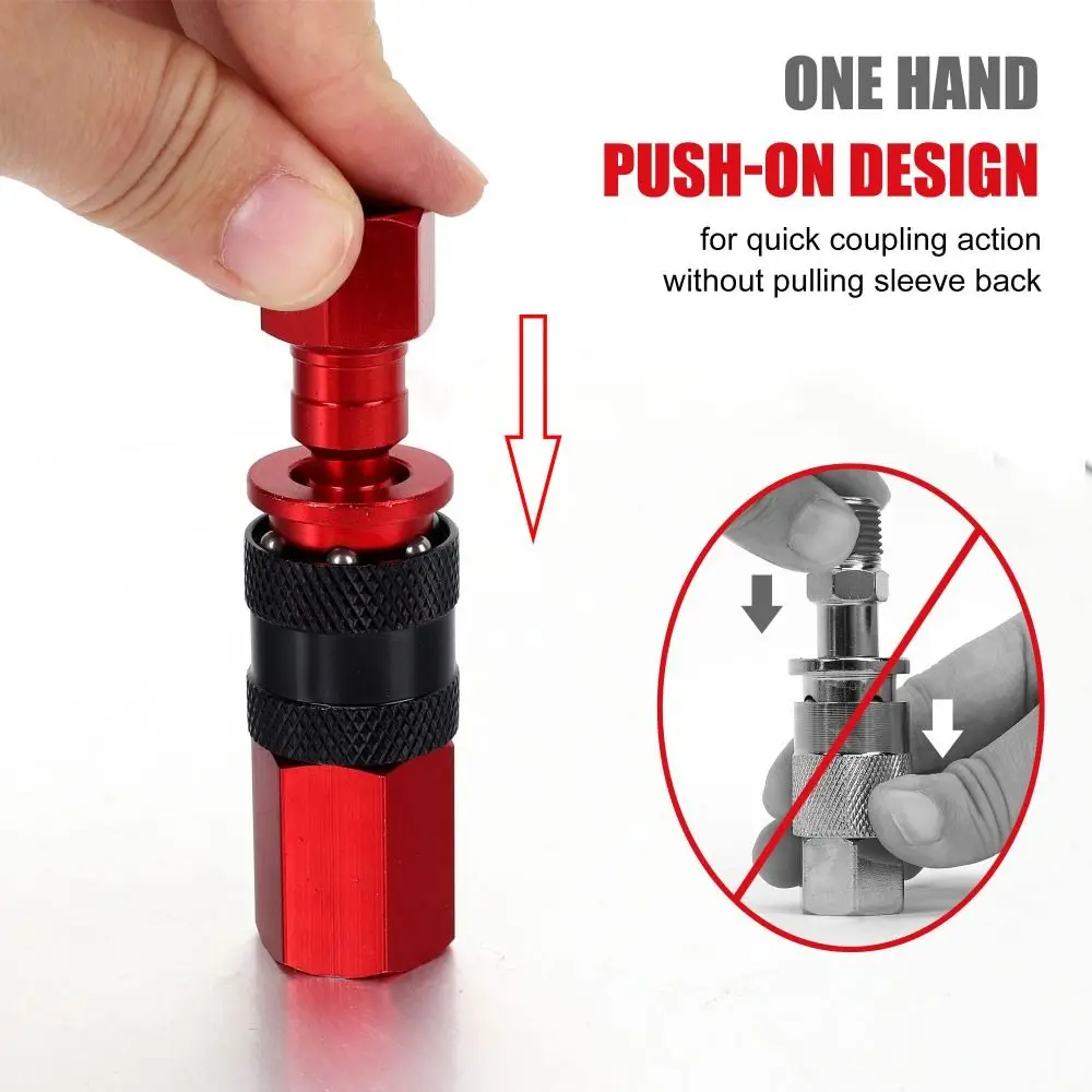 1/4 Inch NPT Thread Air Coupler Plug Kit Aluminium Lightweight Red Coating Air Compressor Accessories Universal Fitting