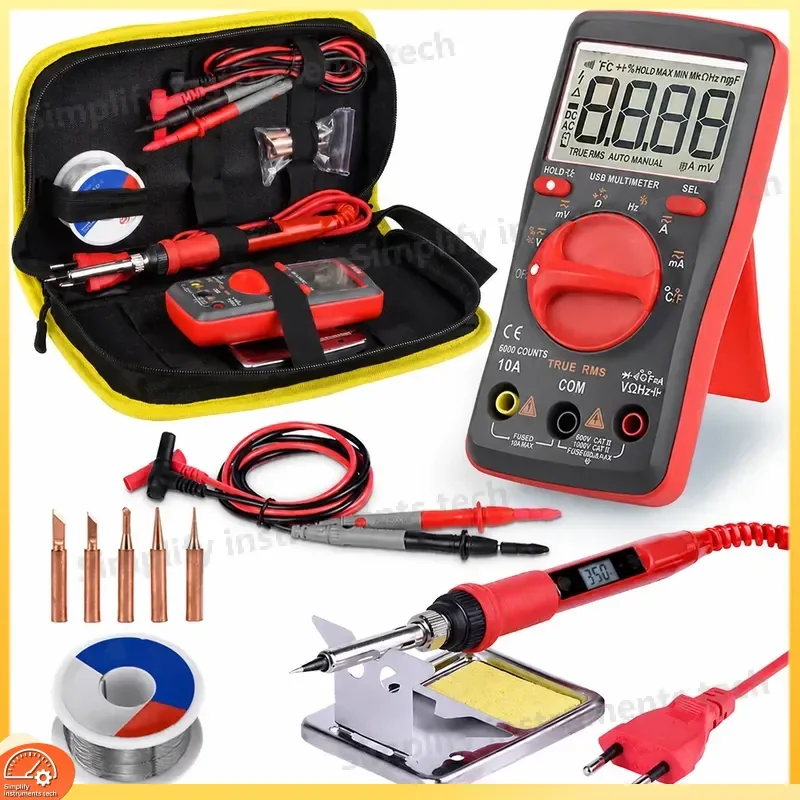 USB Charging Soldering Iron with Digital Multimeter Kit Adjustable Temperature Auto Ranging AC DC Tester Multimetro UM16