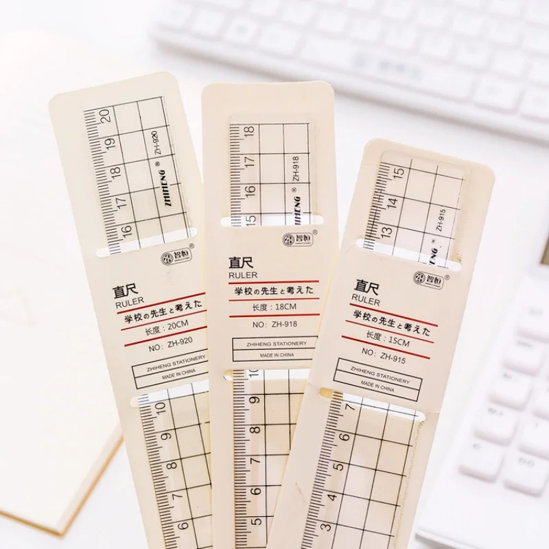 Transparent Plastic Ruler Set Drawing Decoration Ruler Measuring Ruler Student Portable Stationery Ruler