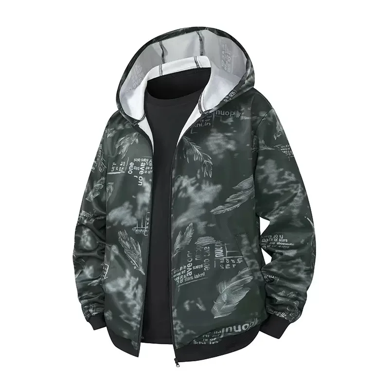 Autumn and Winter New Fashion Trend American Retro Printed Hooded Jacket Men's Loose Sports Large Size High Quality Coat S-2XL