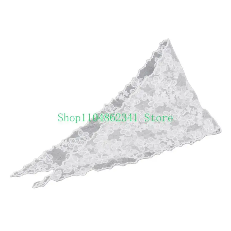 

5asd милый французский стиль украшение для волос треугольный шарф белый кружевной платок женский головной платок с цветком убор