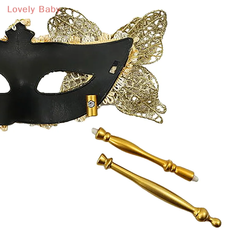 【BBS】Halloween Party Mask With Holding Stick Evening Prom Masquerade Mask Stage Cosplay Props Venetian Half Face Masks For Women