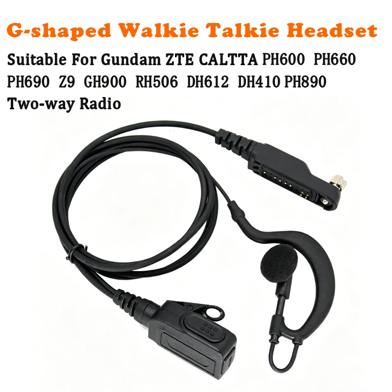 

G-Shape Walkie Talkie Earpiece Mic PTT for Gundam PH600, PH660, PH690, PH900, PH890, DH612, Z9 two-way Radio Headphone Headset