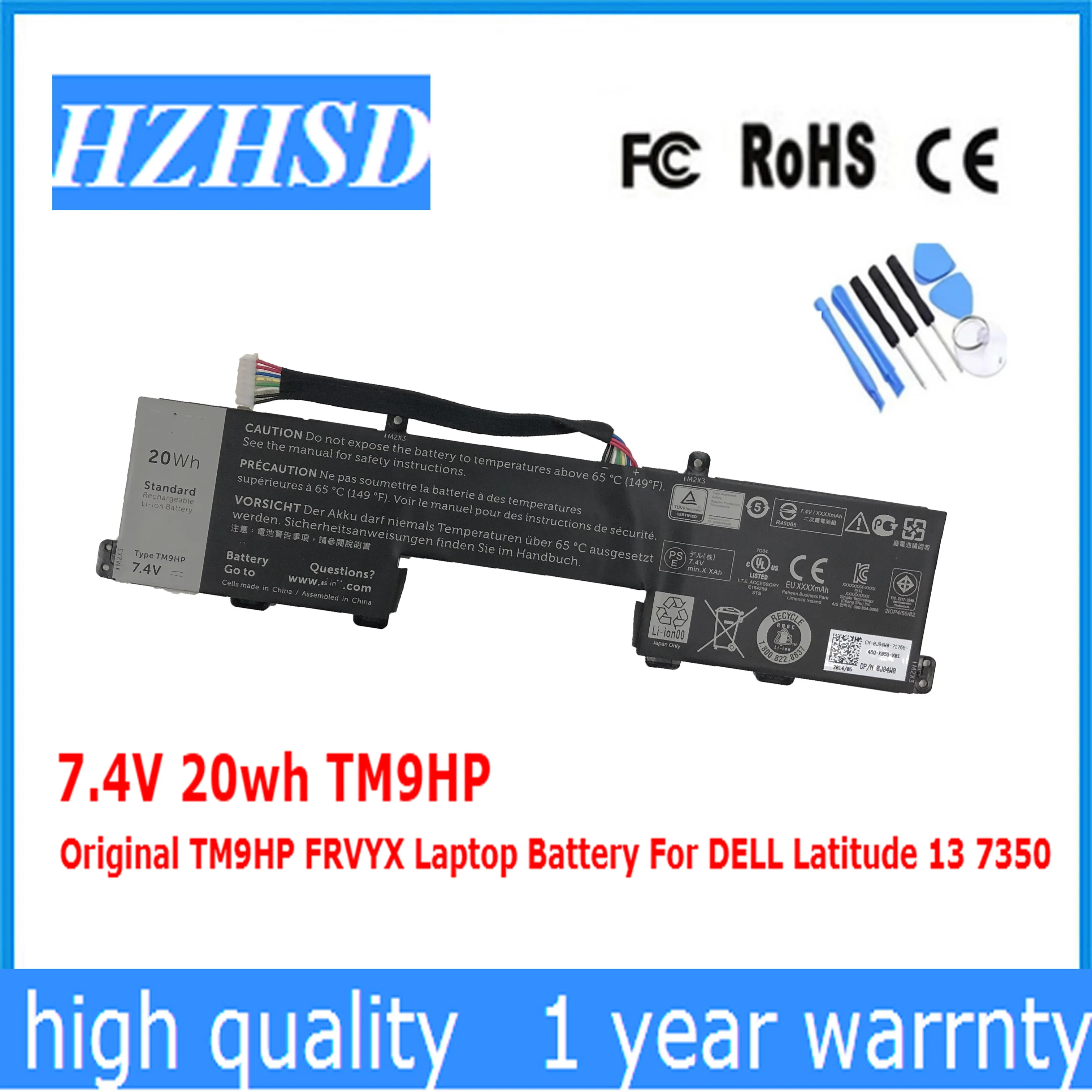 

7.4V 20wh Original TM9HP FRVYX Laptop Battery For DELL Latitude 13 7350