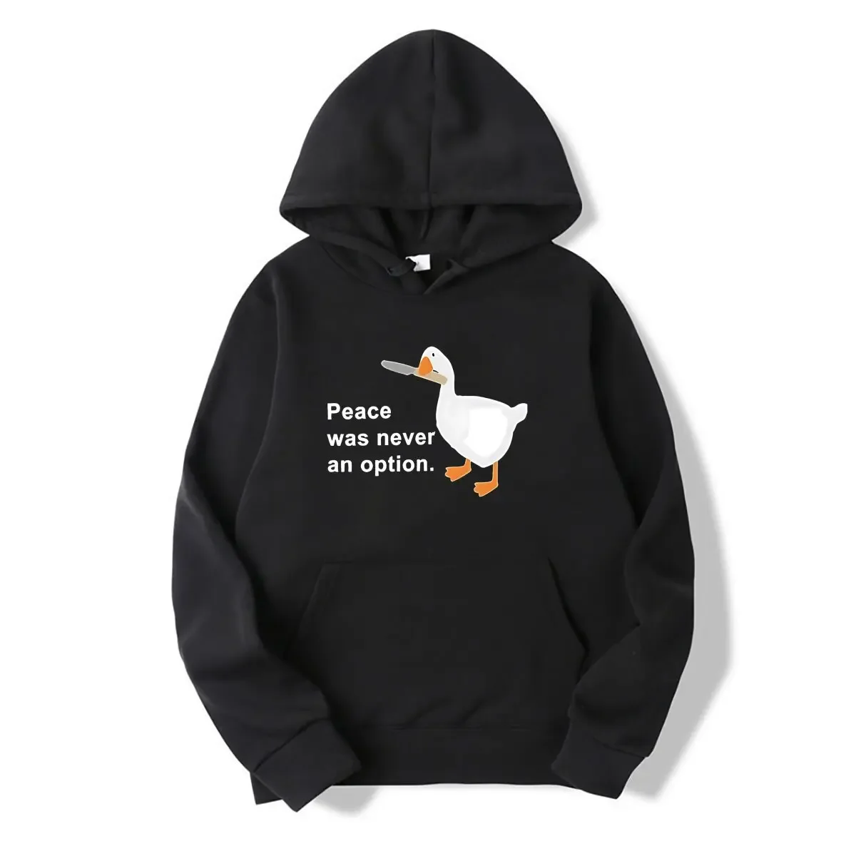 Peace Was Never An Option Goose hoodies Men Cotton   Untitled Goose Games Funny Adventure Casual hoodies