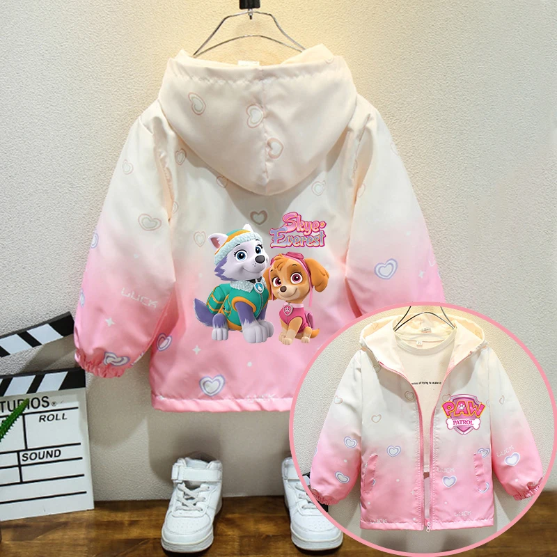 

Paw Patrol Windproof Jacket Skye Everest Girl Casual Outerwear Cartoon Cute Dog Kids Zipper Hoodies Teens Waterproof Coat