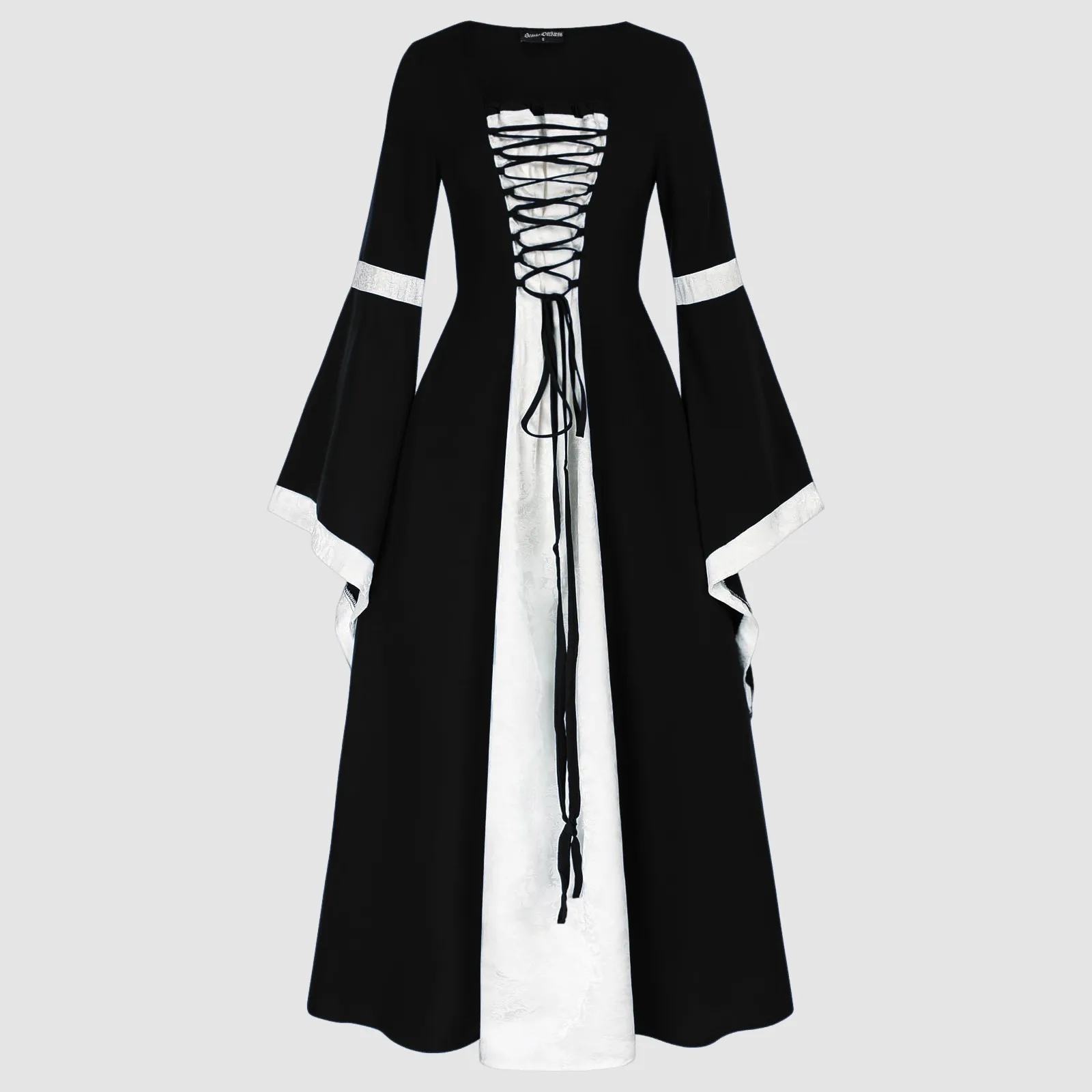 Women Medieval Court Fancy Vampire Halloween European Cosplay Costume Carnival Vintage Strapless Long Sleeve Queen Elegant Dress