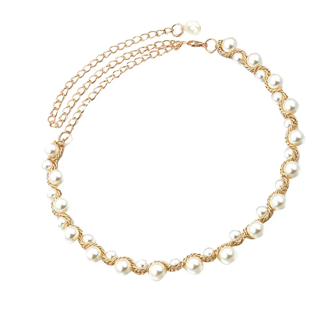 لؤلؤة الخصر أنيقة الديكور حزام الزفاف وشاح الزفاف لفستان السهرة المرأة موضة ثوب اللؤلؤ الخصر سلسلة الديكور