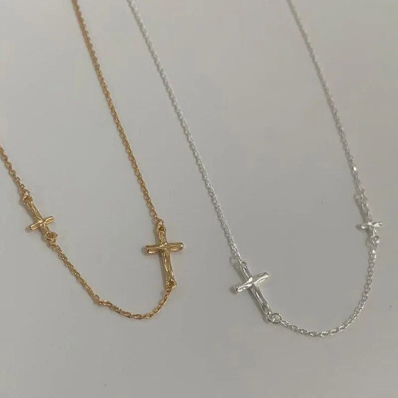 

925 Sterling Silver Women's Neck Chain Jewelry Irregular Cross Choker Necklaces Luxury Accessories Wholesale Jewellery Money 925