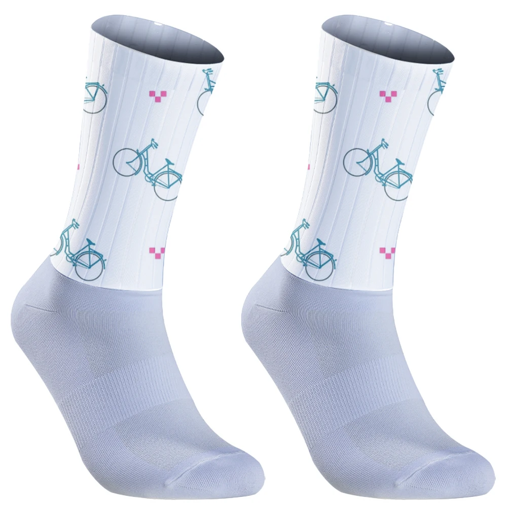 Calcetines antideslizantes para ciclismo, medias deportivas aerodinámicas, transpirables, de silicona, para verano, novedad