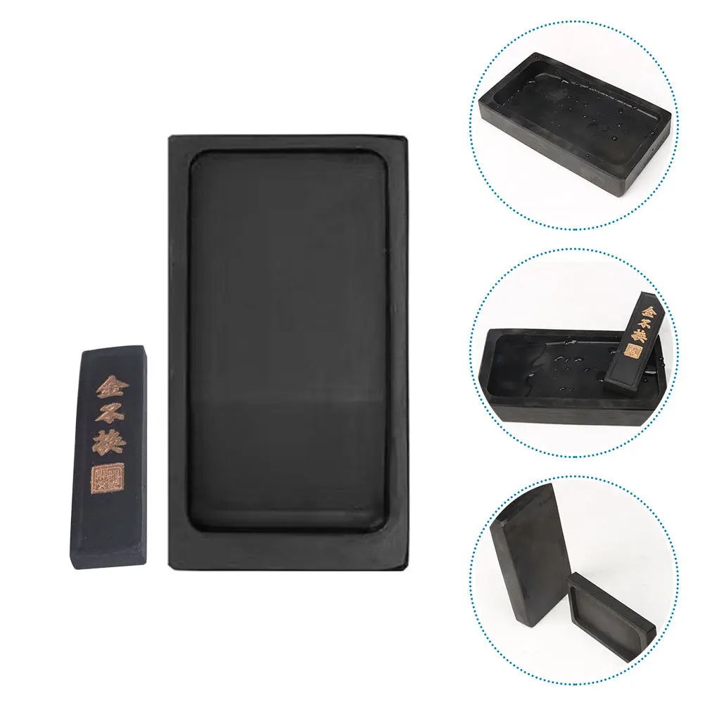 

1 Set Calligraphy Inkslab Stone For Writing With Ink Stick Exquisite Compact Reusable Washable Grinding Inkslab Flat Smooth