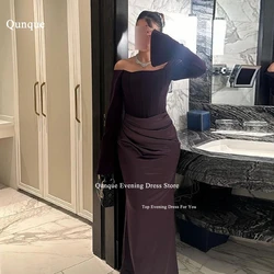 Qunque Off The Shoulder Sleeves Pleated Mermaid Prom Dresses Evening Dresses Formal Occasion Party Birthday Gowns Customized