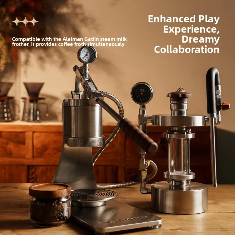 304 Stainless Steel Manual Coffee Press Portable Espresso Machine for Coffee Lovers Outdoor Variable Pressure Extraction