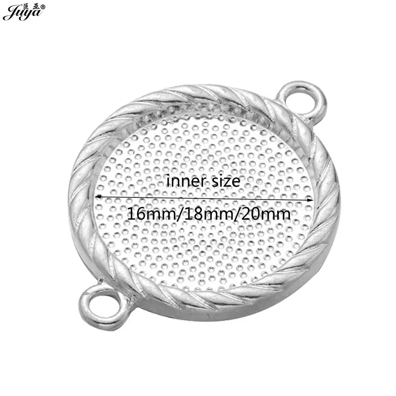 10pcs/lot DIY Handmade Bracelet Base Setting Connector 16/18/20mm Alloy Blank Tray For Jewelry Making Findings Accessories