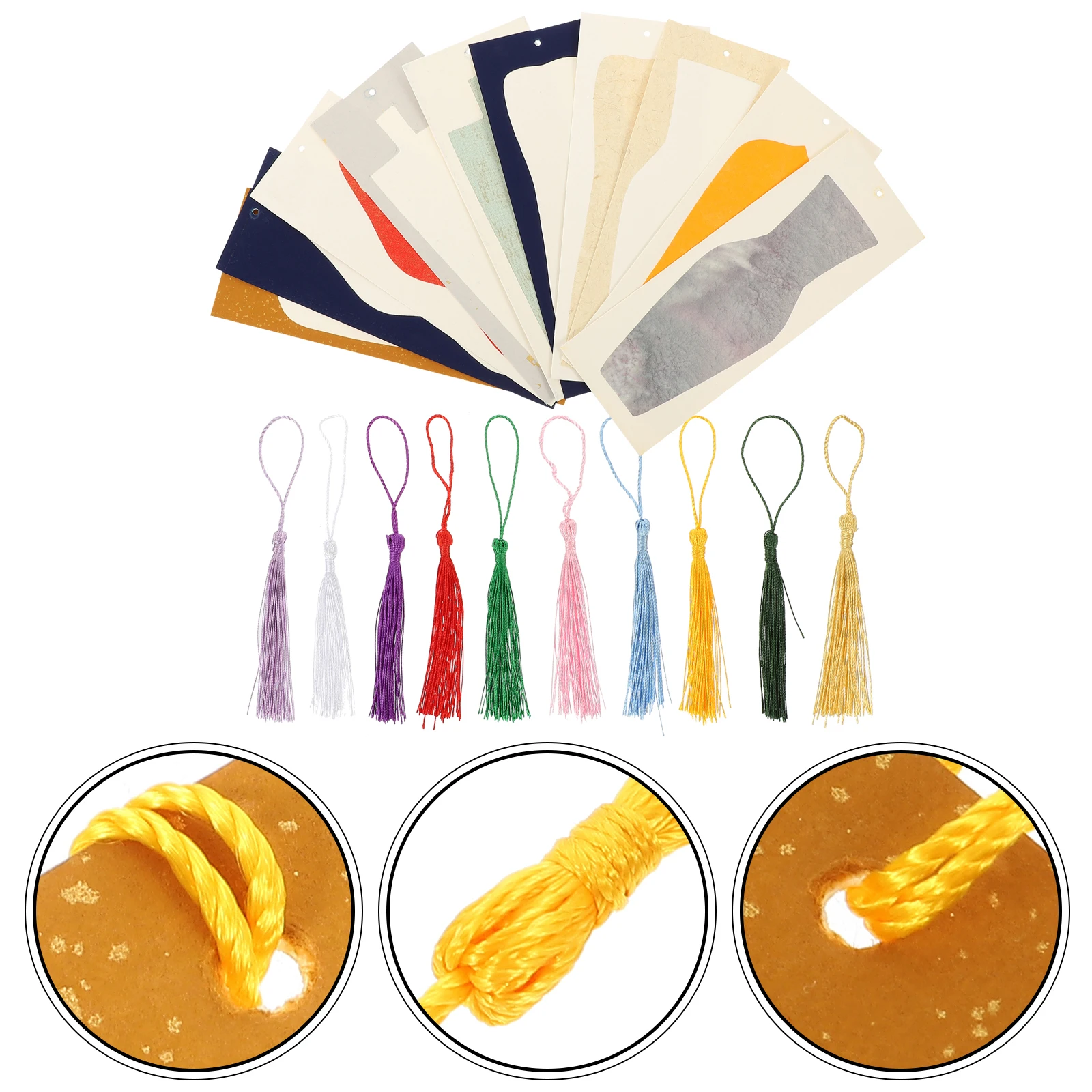 10er-Set 10er-Set Lesezeichen im chinesischen Stil mit Quaste zum Selbermachen, leeres Papier, Basteln, Bulk-Dekorationen für Studenten, Lehrer, Geschenke