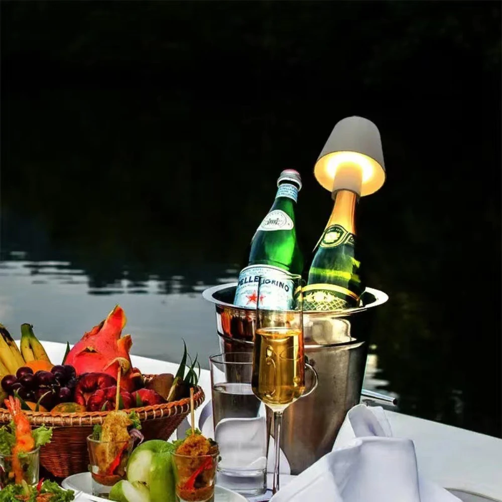 Recarregável LED Wine Bottle Lamp, Lâmpadas de mesa, removível Touch Sensor, Cordless Night Light, 3 cores ajustáveis, Decor Lights