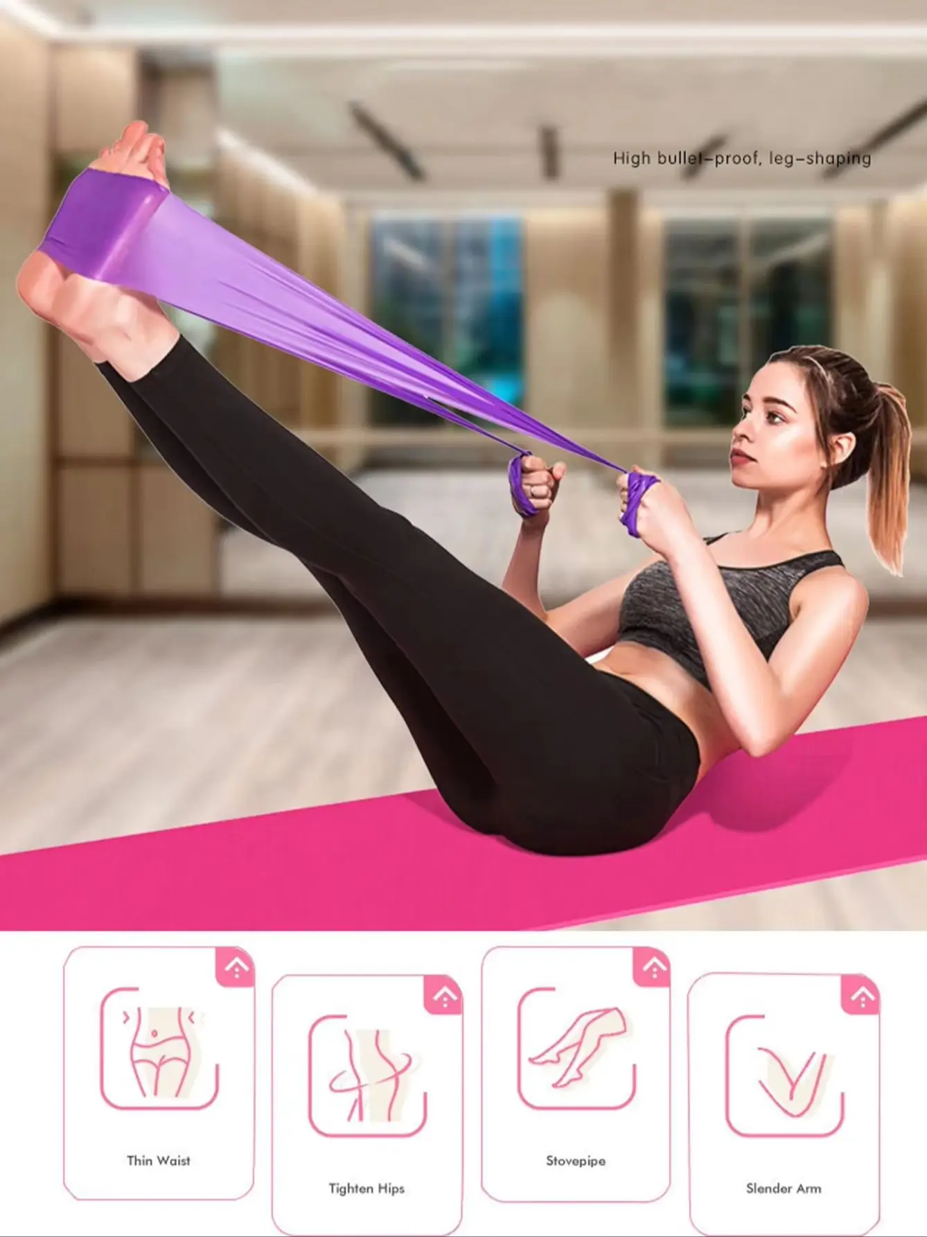 Widerstandsbänder für Workouts Übungsbänder Physiotherapie Outdoor-Fitnesstraining Pilates Heimgymnastik Dehnbare Elastische Bänder – Detail 1