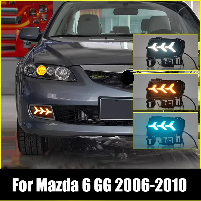 

For Mazda 6 GG 2006 2007 2008 2009 2010 Front fog lamp frame modified with three color daytime running light assembly