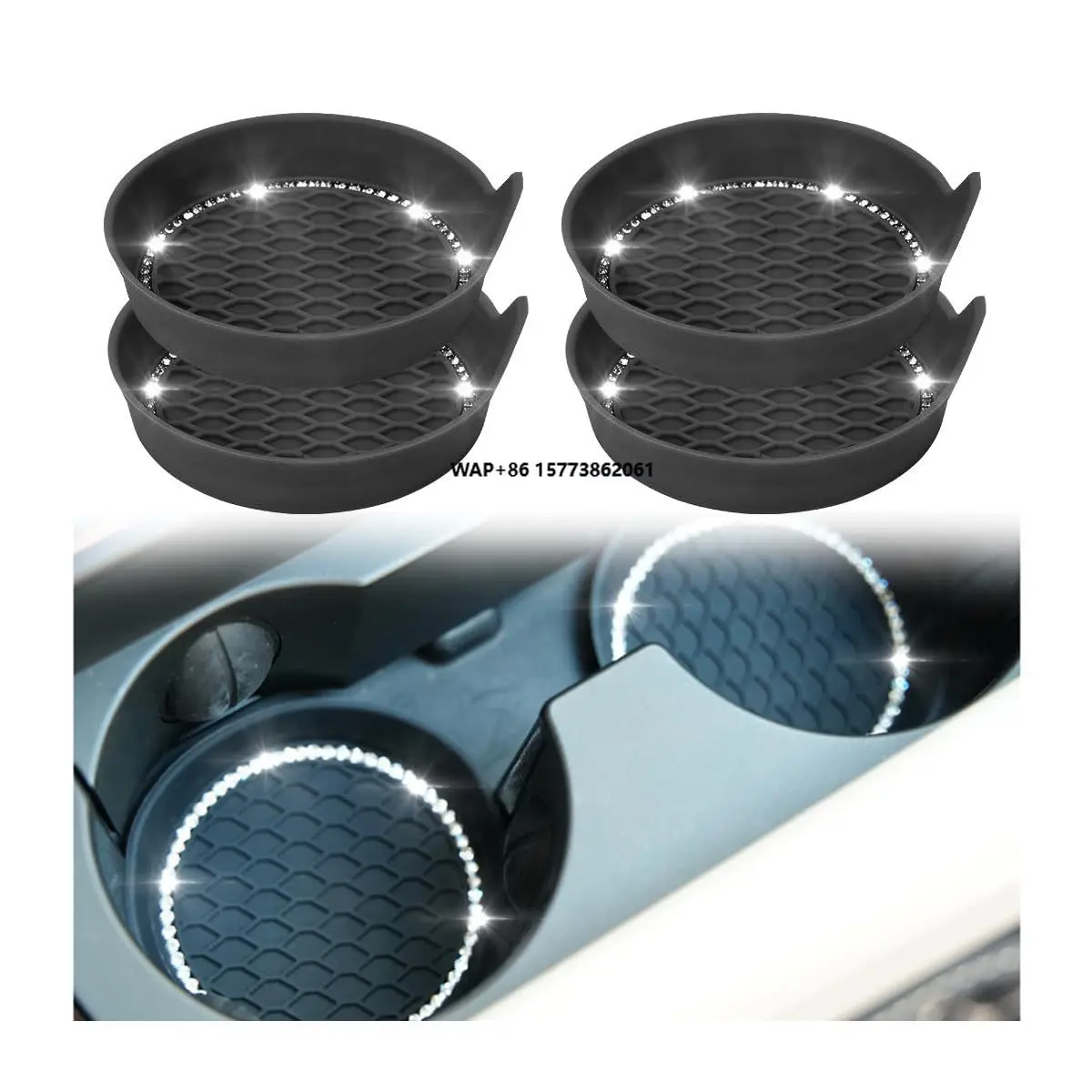 

non-slip water cup pad car coaster diamond rhinestone pearlescent decoration non-slip rubber cup and bottle pad accessories