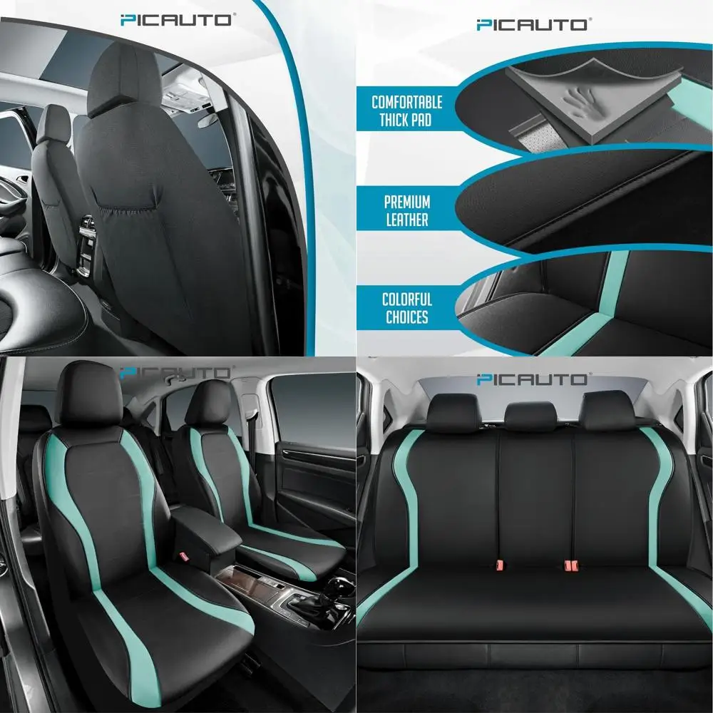 

Водонепроницаемые чехлы премиум-класса для автомобильных сидений, полный комплект спереди и сзади, черный и мятный ПВХ, совместимые с подушками безопасности, подходят для автомобилей, Т