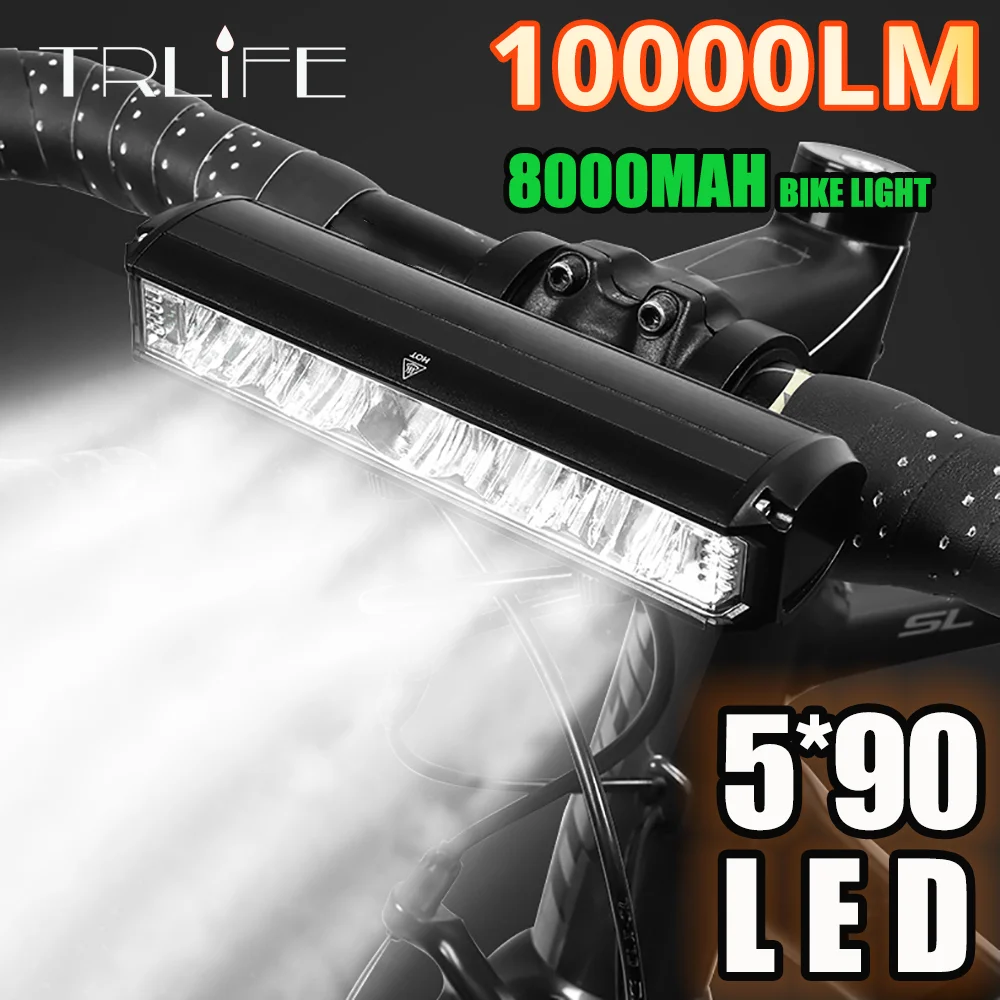 TRLIFE 1/2 SetsBicycle Light Front Bike Light 8000mah 5*P90 Flashlight TYPE-C Charging MTB Road Cycling Lamp Accessories 10000LM