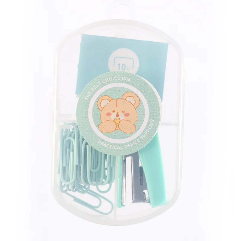 Macaron Nietmachine Student Briefpapier Set Schattige Nietmachine Handig Kleine Nietmachine Paperclips Kantooraccessoires Boekbinding