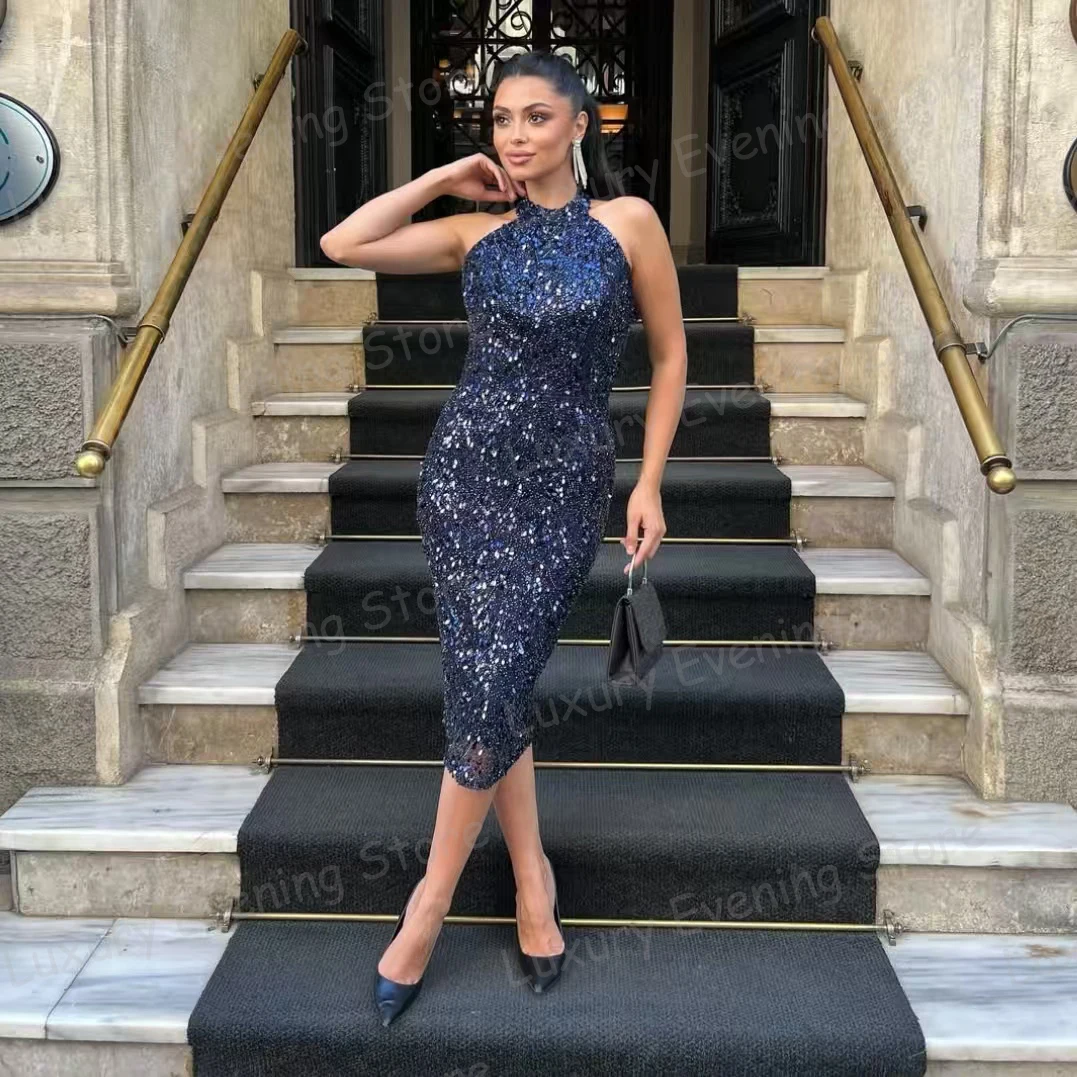 فساتين سهرة عصرية فاخرة للسيدات حورية البحر مثيرة بطول الشاي فساتين حفلات لامعة مطرزة فيستدوس مخصصة فساتين سهرة