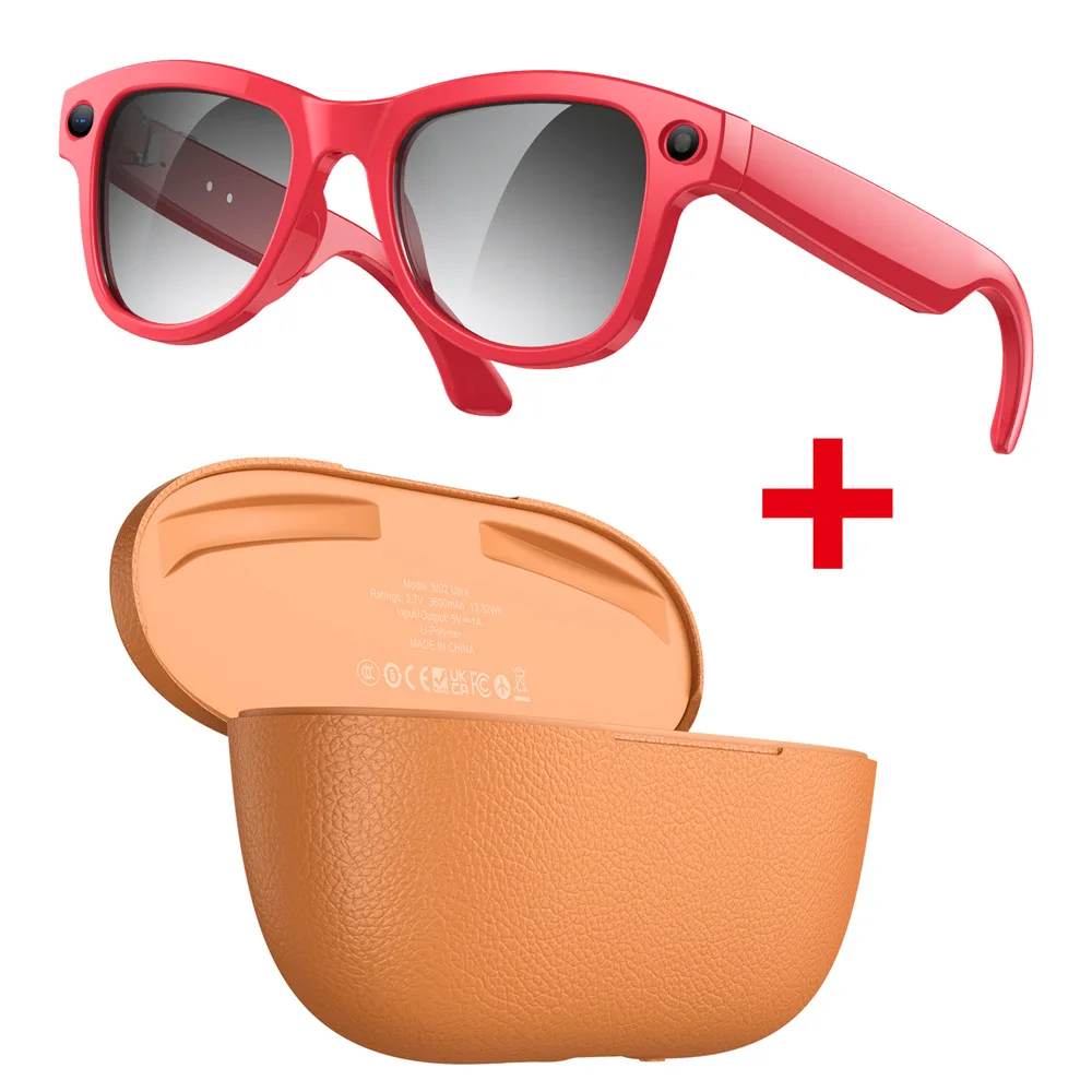 M02 Ultra 800w Pixel Color-changing Smart Glasses with Charging Case, Wifi Reading Pictures and Object Translation