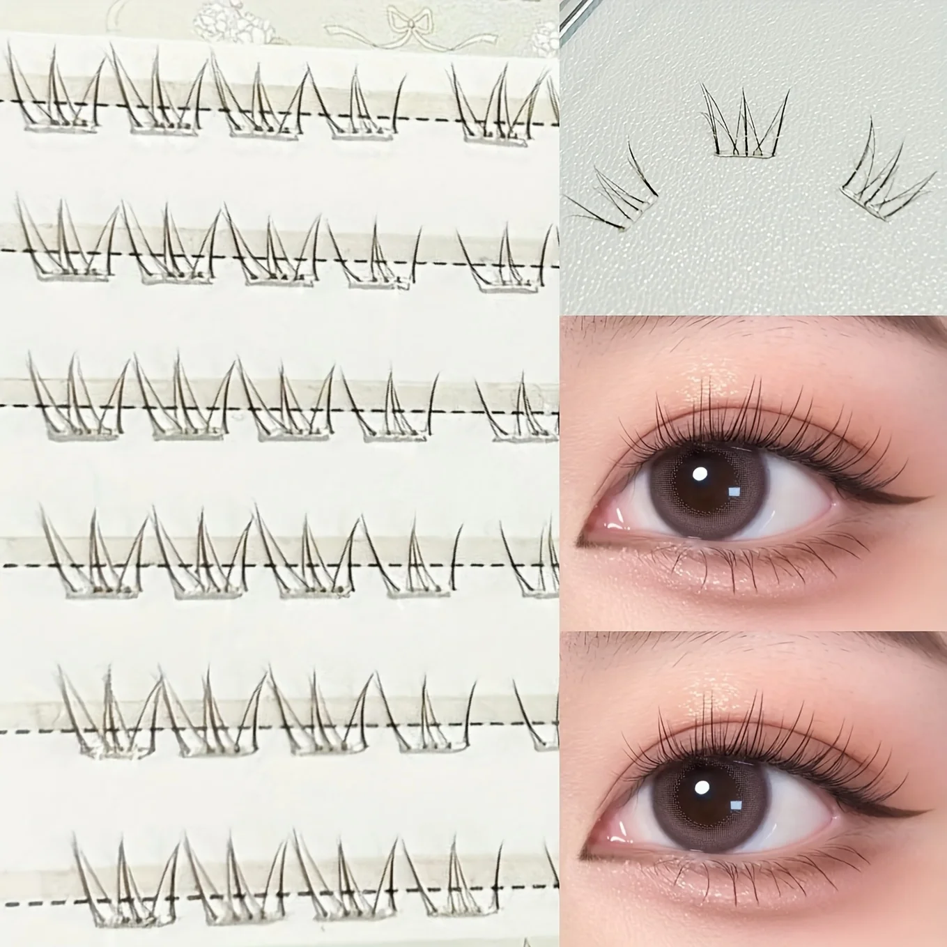 48 Clusters Flower Fairy Glueless Lower Lashes Segmented Natural Realistic Eyelashes for Daily Makeup Beginners