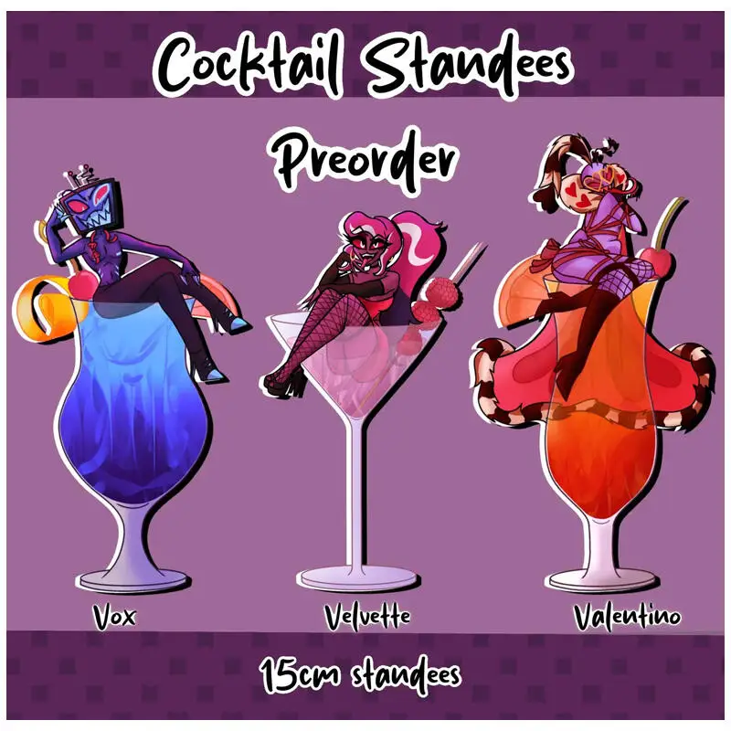 

15Cm Anime Character Wine Cup Design Acrylic Standees Desktop Decoration Acrylic Standees for Hazbin Hotel Vox Alastor Lucifer