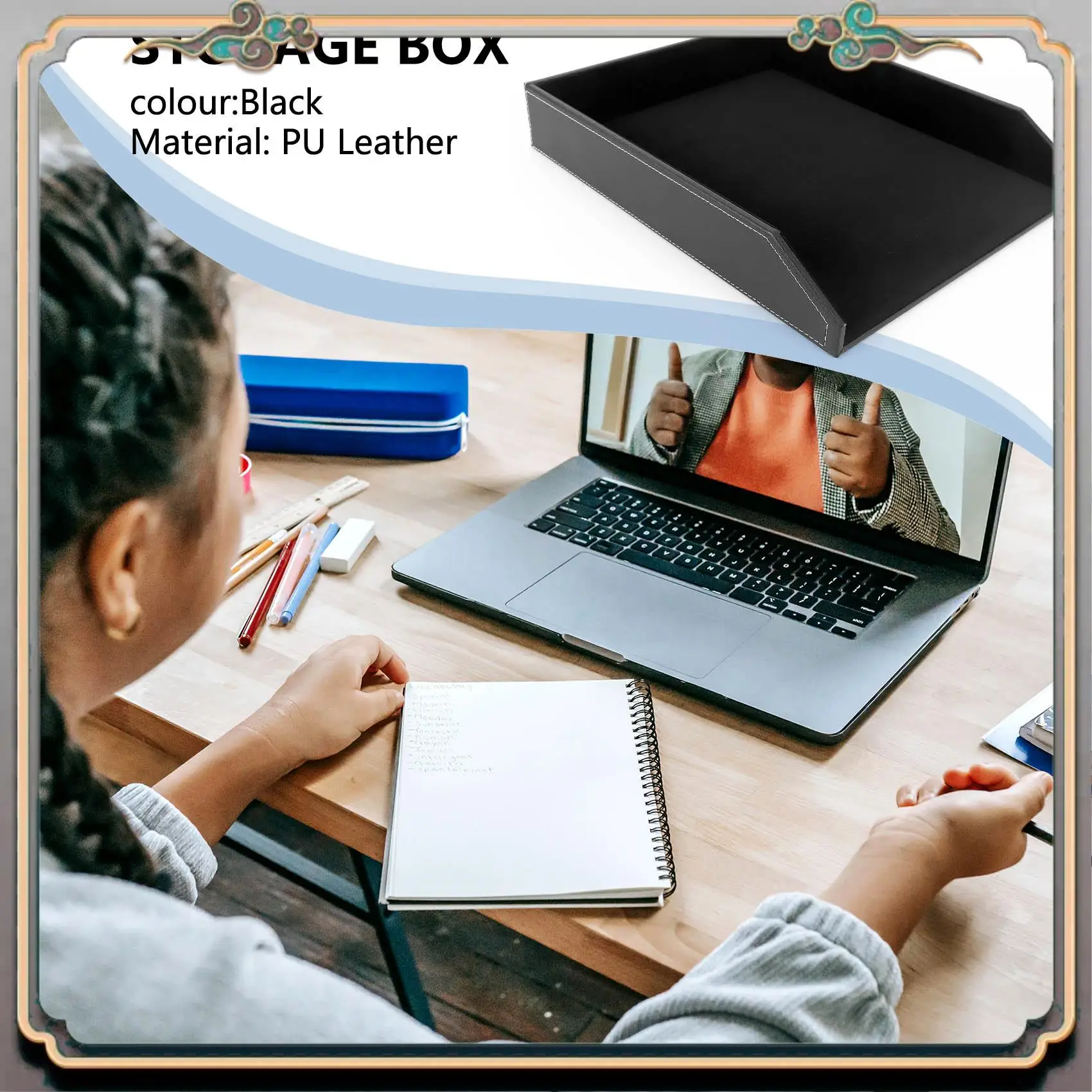 

Durable PU Leather Collection Letter Tray,Document Desk Stackable Office File