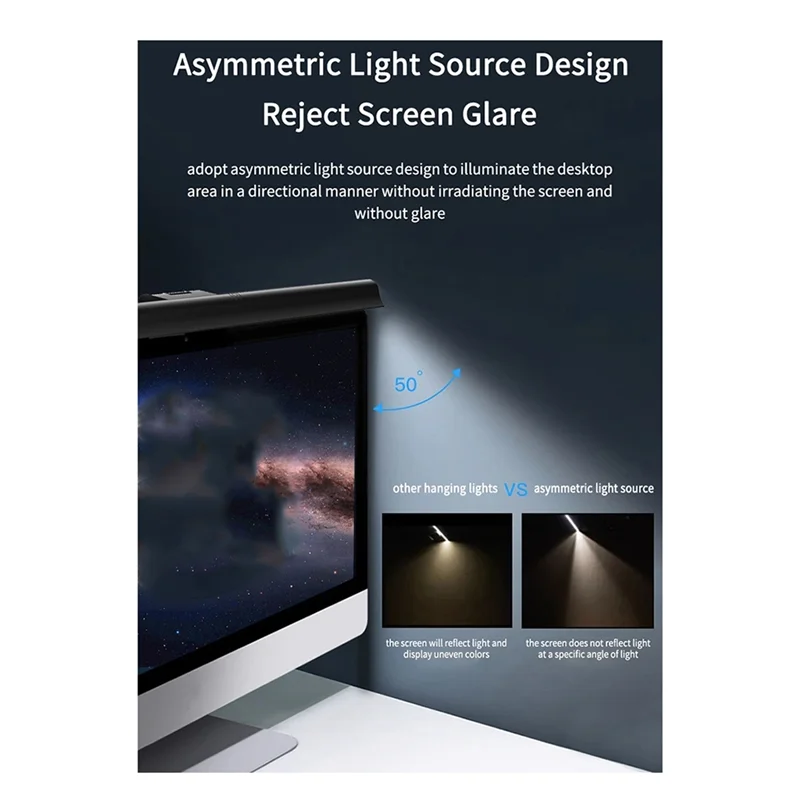 ABDJ-LED Desk Lamp With Dimming-Eye Caring Monitor Light Bar:Flat/Curved Screen Compatible For Home/Office/Study/Gaming