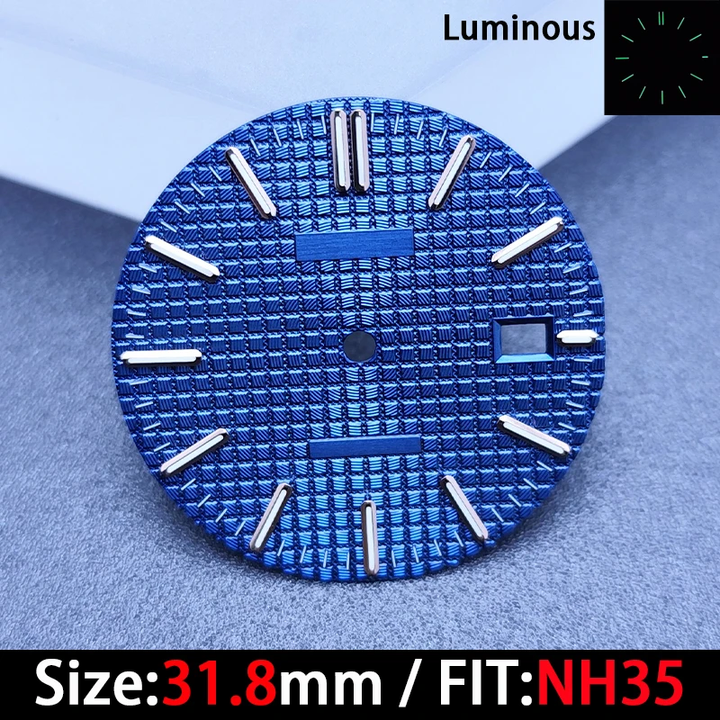 Высококачественный циферблат часов 31,8 мм, зеленый светящийся циферблат-календарь для механизма NH35, аксессуары для часов, ремонт часов