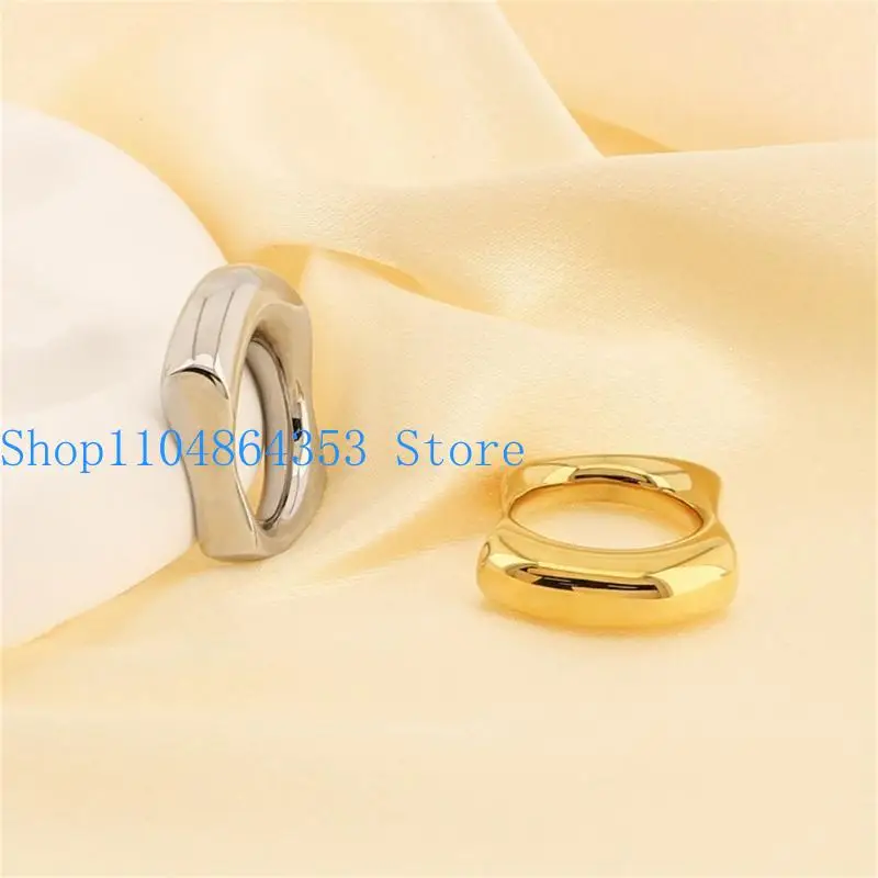 652F تصميمات فريدة من نوعها خواتم غير منتظمة خواتم ذهبية/فولاذية حديثة إكسسوارات مناسبة للمناسبات غير الرسمية أو الخاصة #1