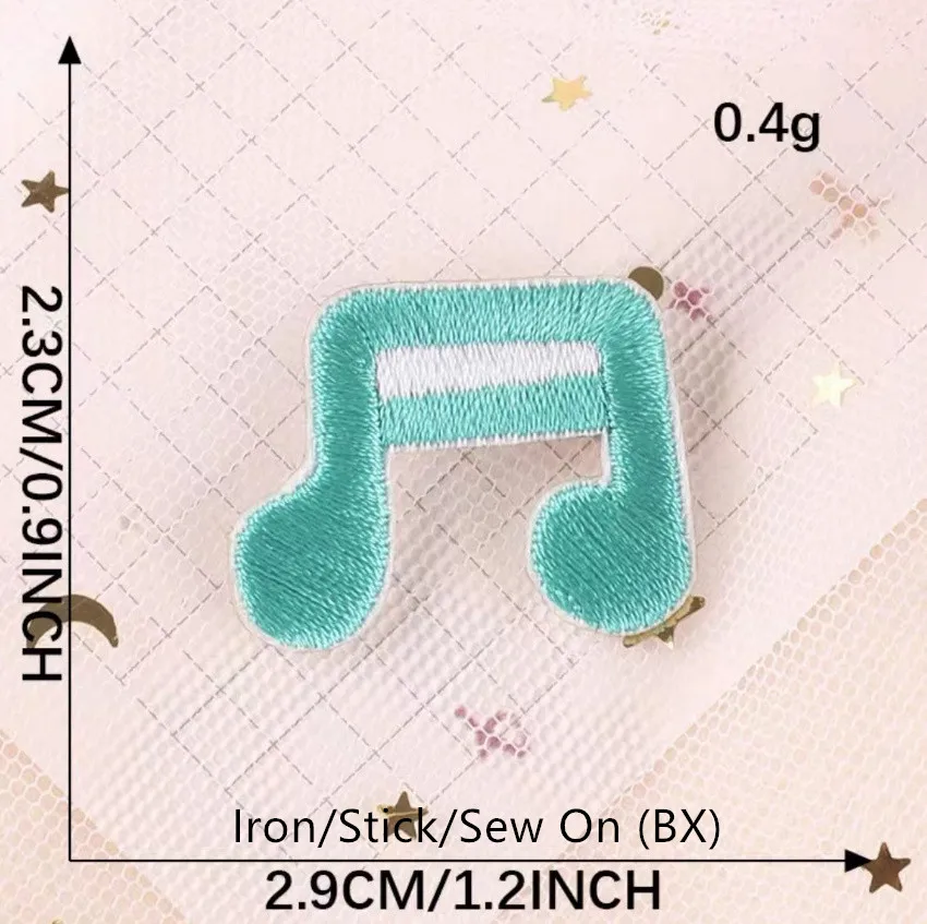 Patch brodé de notes musicales, anciers de fer, vêtements, chapeau, sac, chaussure, matériel de réparation, téléphone, boîte-cadeau, décor, bricolage, 10 pièces